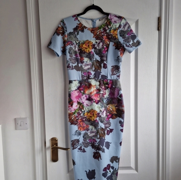 ASOS Dresses & Skirts - ASOS Blue Floral Wedding Guest Pencil Bodycon Dress